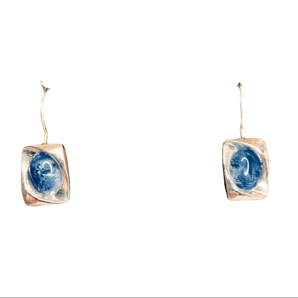 Kenneth Cole Silver Blue Marble Necklace and Earring Matching Set - Picture 4 of 7